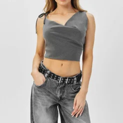 Asymmetric Cowl Neck Top Womens