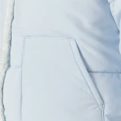 Baby unisex padded jacket with faux fur trim light blue