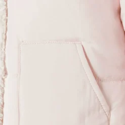 Baby unisex padded jacket with faux fur trim light pink