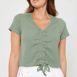 BeYou Ruched Rib Top Womens