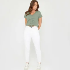 BeYou Ruched Rib Top Womens