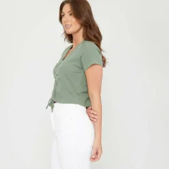 BeYou Ruched Rib Top Womens