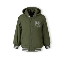 Boys baseball jacket detachable hood embroidery khaki