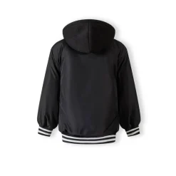 Boys baseball style jacket detachable hood black