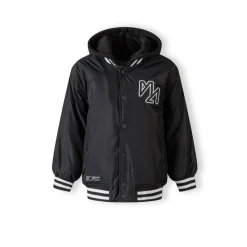 Boys baseball style jacket detachable hood black