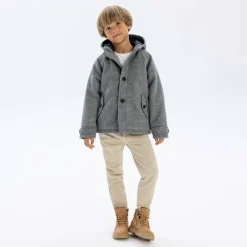 Boys coat button fastening grey