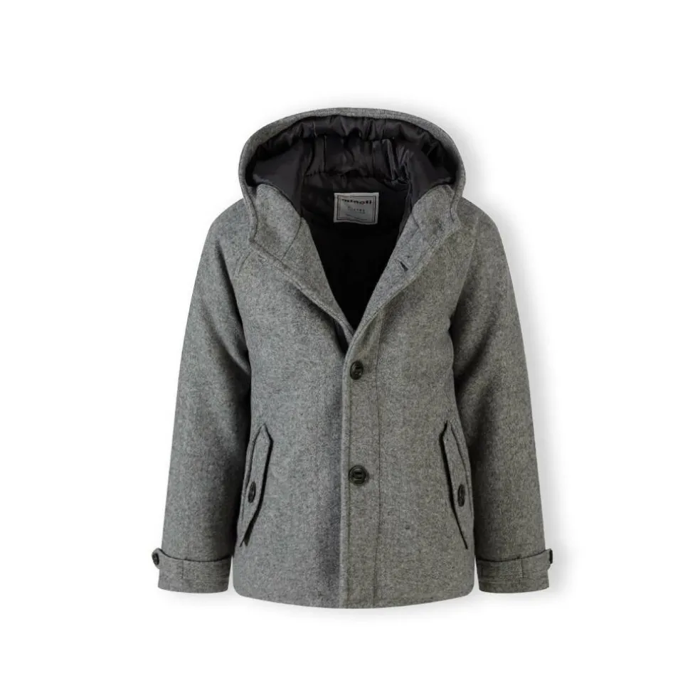 Boys coat button fastening grey