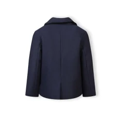Boys coat double breasted with lapel navy