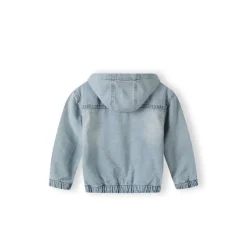 Boys denim jacket with hood zip fastening light blue