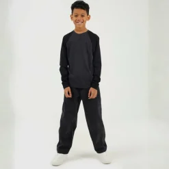 Boys Long Sleeve Crew Neck Tee with Contrast Raglan Sleeves