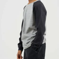 Boys Long Sleeve Crew Neck Tee with Contrast Raglan Sleeves