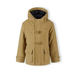 Boys padded jacket with toggle fastenings beige