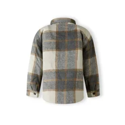 Boys padded shirt jacket wool blend grey check