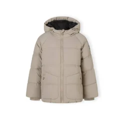 Boys quilted jacket with hood zip pockets grey