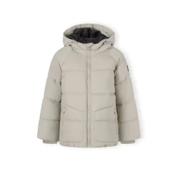 Boys quilted jacket with hood zip pockets grey