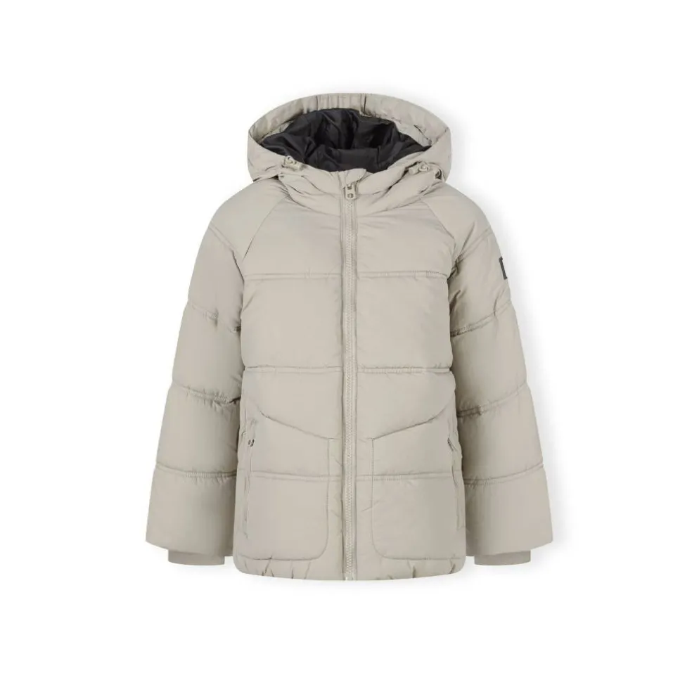 Boys quilted jacket with hood zip pockets grey
