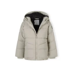 Boys quilted jacket with hood zip pockets grey