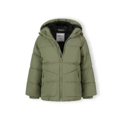 Boys quilted jacket with hood and zip pockets khaki
