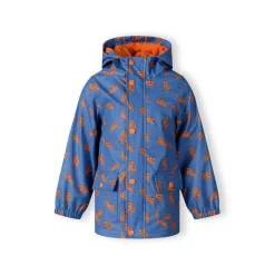 Boys rain jacket printed cobalt blue