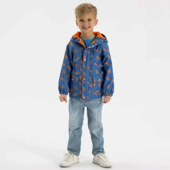 Boys rain jacket printed cobalt blue