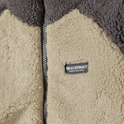 Boys sherpa fleece jacket contrast pocket brown