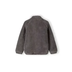 Boys sherpa fleece jacket contrast pocket brown