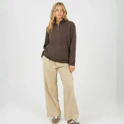BS Womens Funnel Neck Quarter Zip Sweatshirt with Pocket
