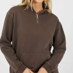 BS Womens Funnel Neck Quarter Zip Sweatshirt with Pocket