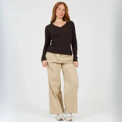 BS Womens Long Sleeve V-Neck Ribbed Top