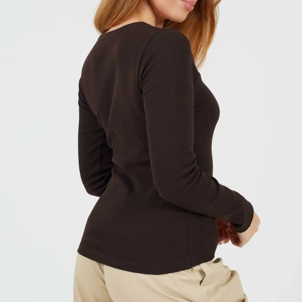 BS Womens Long Sleeve V-Neck Ribbed Top