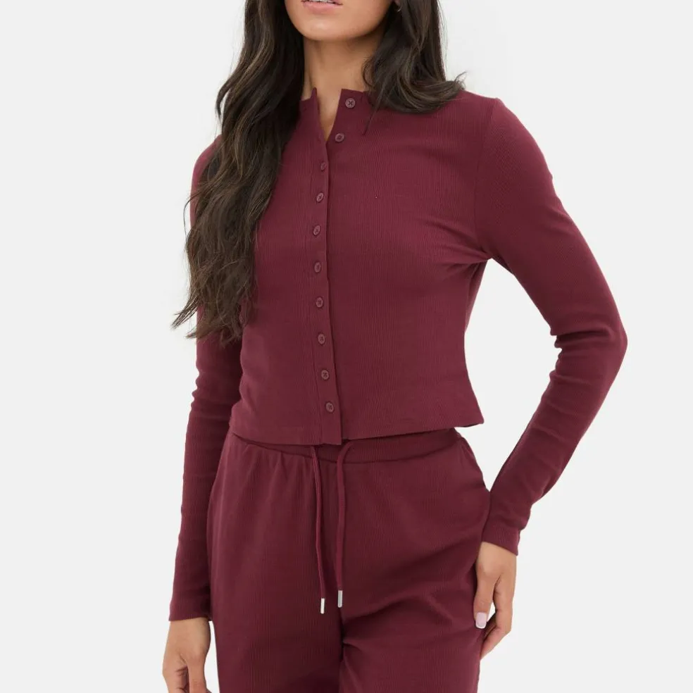 Button Front Long Sleeve Top