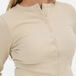 Button Front Long Sleeve Top