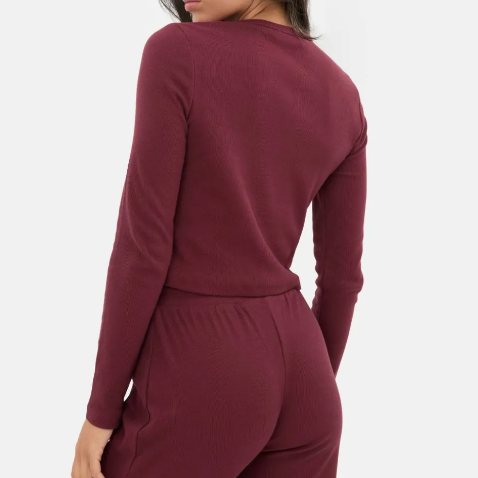 Button Front Long Sleeve Top