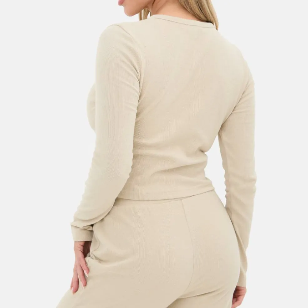 Button Front Long Sleeve Top