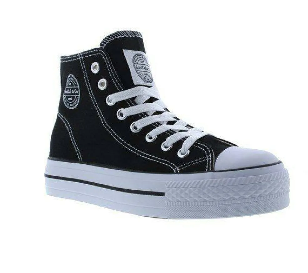 Canvas High Top Platform Trainers Womens