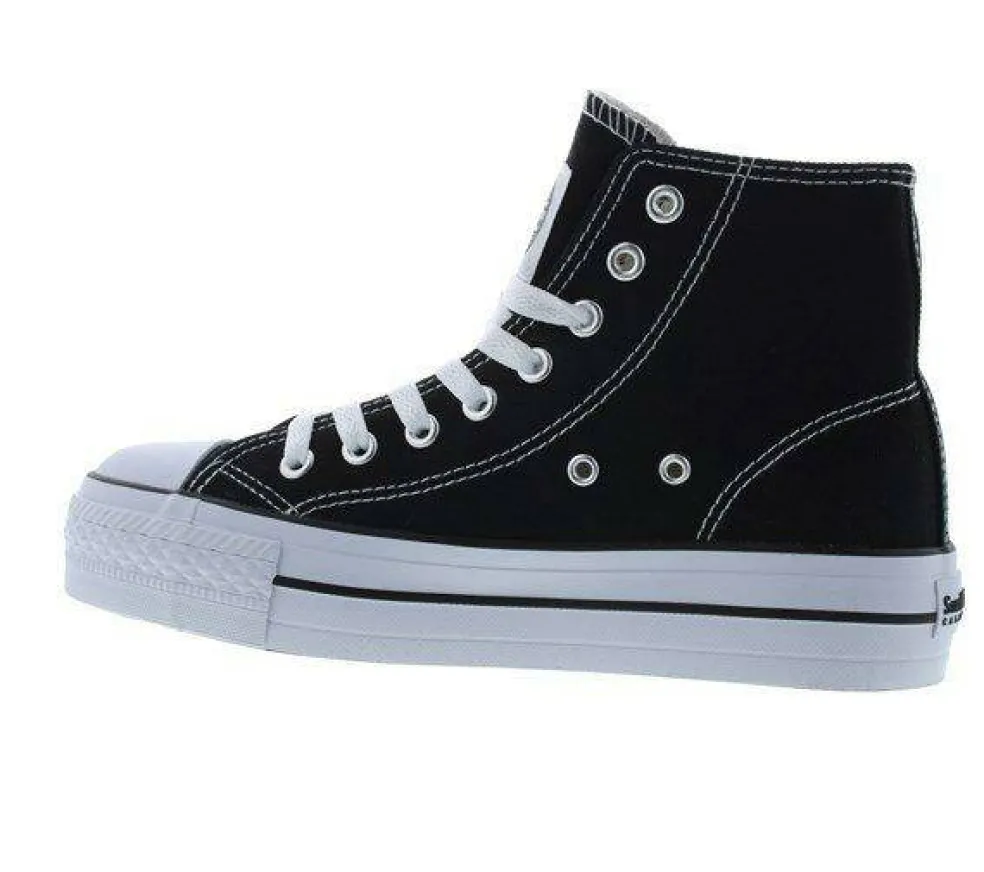 Canvas High Top Platform Trainers Womens