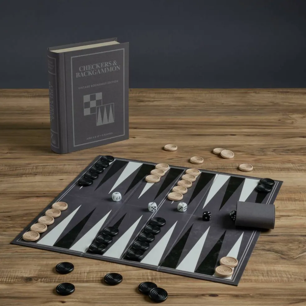 Checkers & Backgammon Vintage Bookshelf Edition