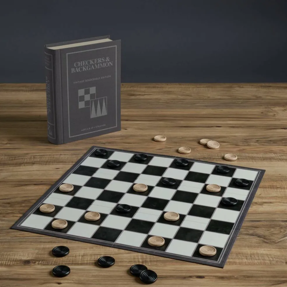 Checkers & Backgammon Vintage Bookshelf Edition