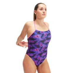 Club Training Placement Digital Lattice-Back Swimsuit