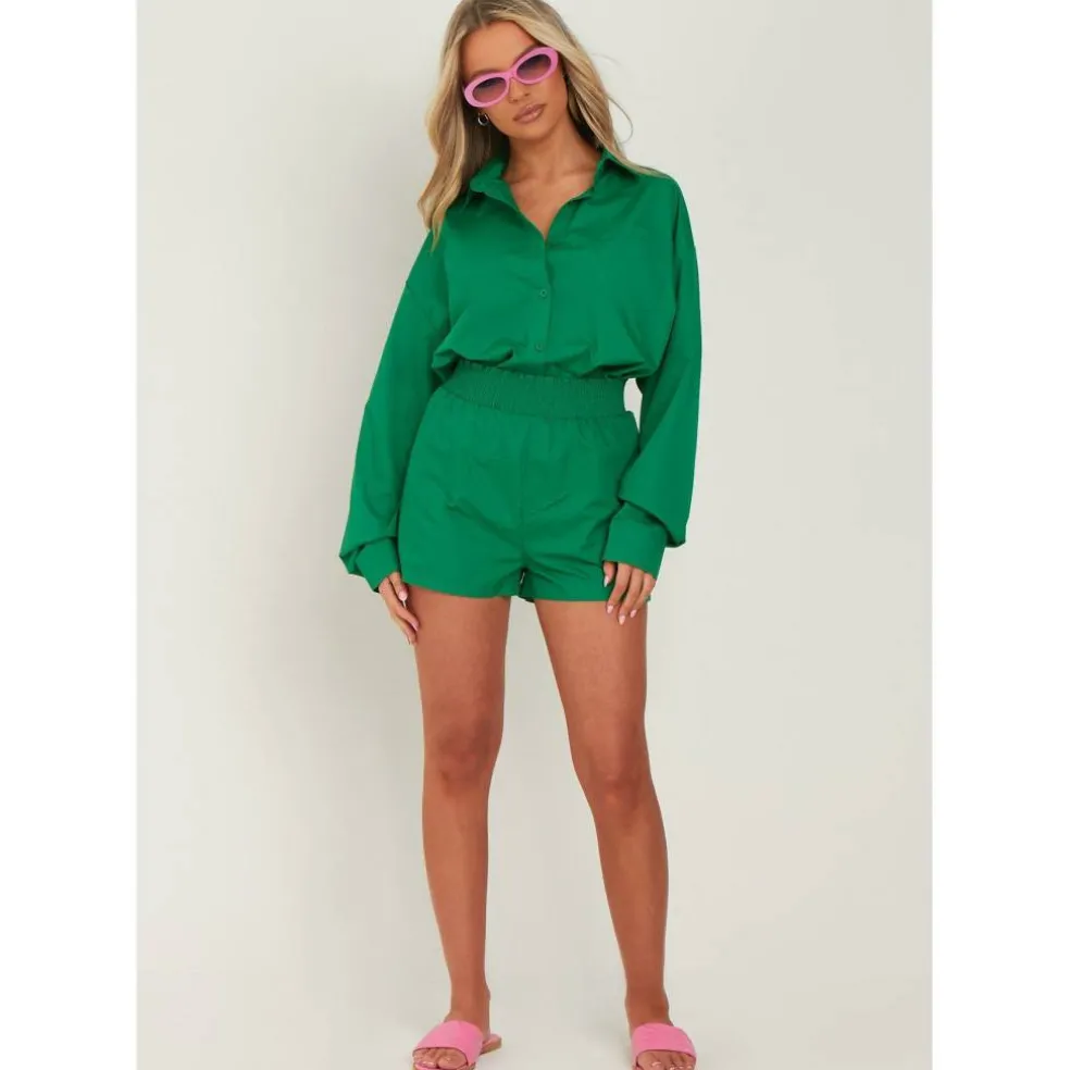 Cotton Oversized High Waisted Runner Shorts
