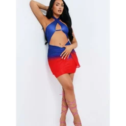 Cross Over Tie Halter Neck Mini Dress