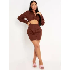 Cut-out Detail Mini Fitted Shirt Dress