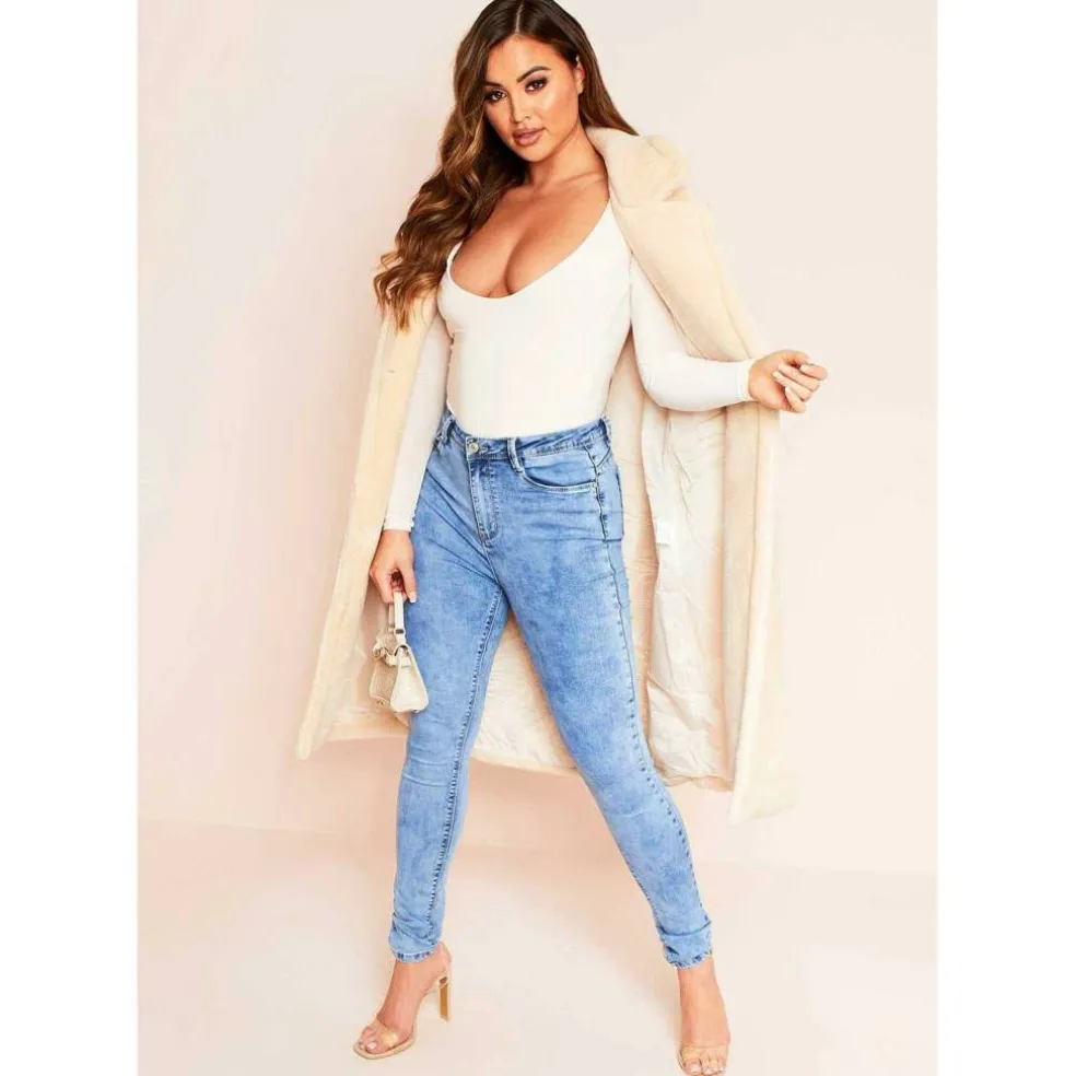 Denim 5 Pocket Mid Wash Skinny Jeans