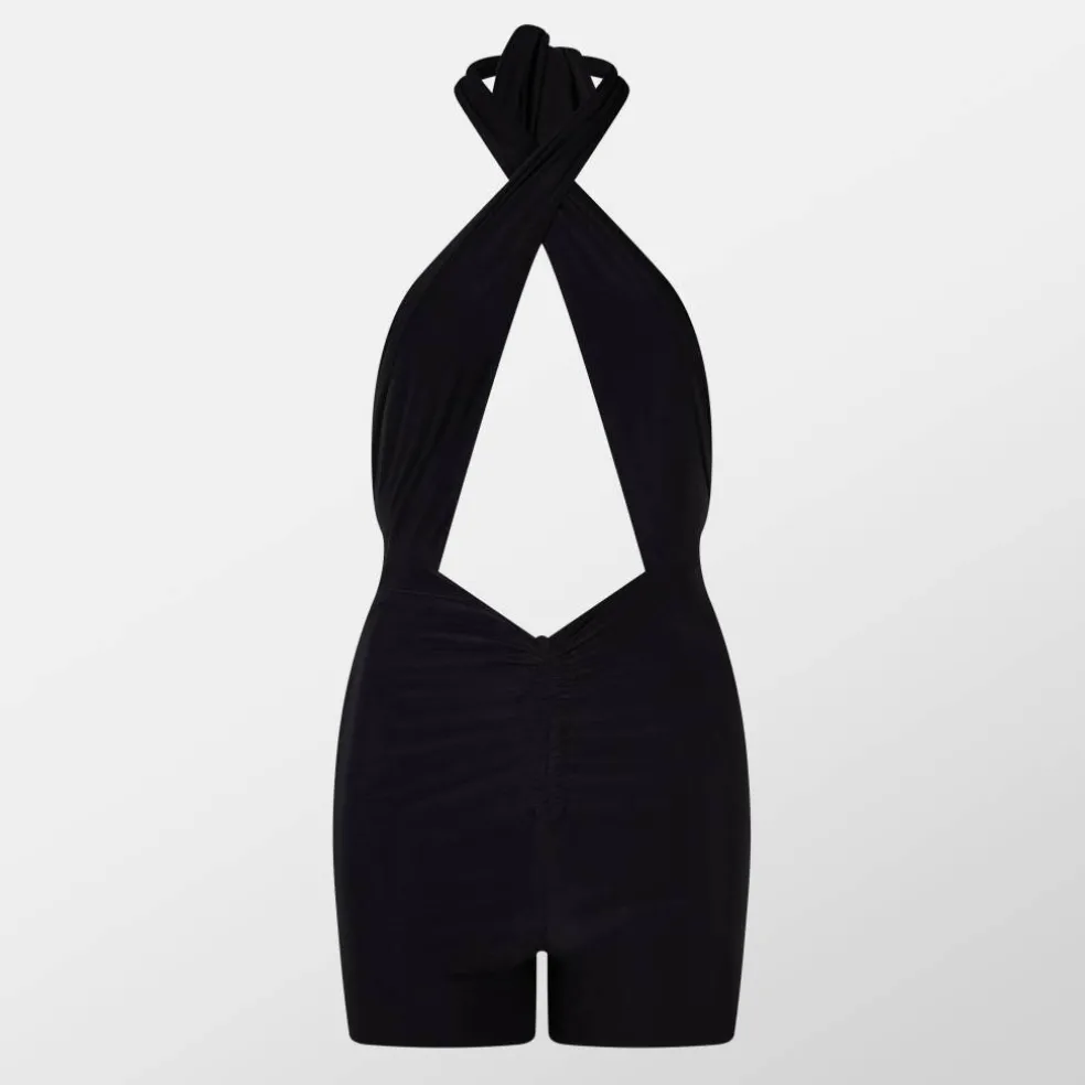 Double Layer Slinky Cross Over Cut Out Playsuit