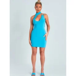Double Layer Slinky Tie Neck Dress