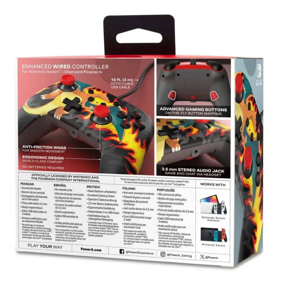 Enhanced Wired Controller for Nintendo Switch - Charizard Firestorm