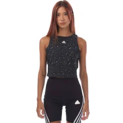 Essentials Animal-Print Crop Tank Top