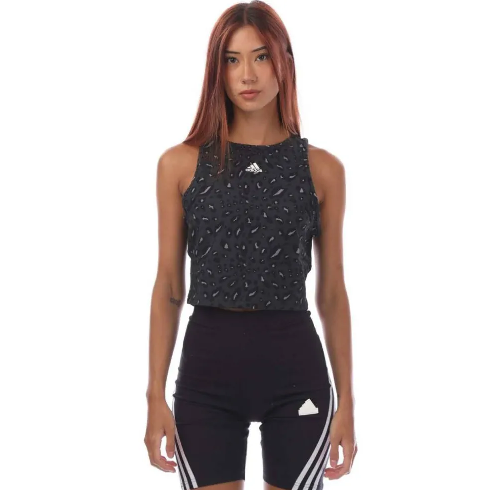 Essentials Animal-Print Crop Tank Top