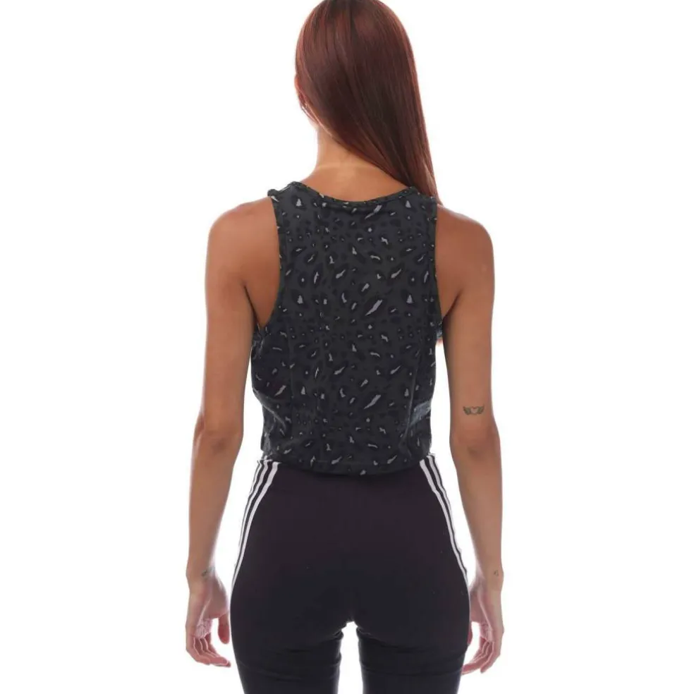 Essentials Animal-Print Crop Tank Top