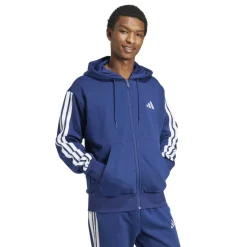 Essentials Fleece 3-Stripes Full-Zip Hoodie Mens